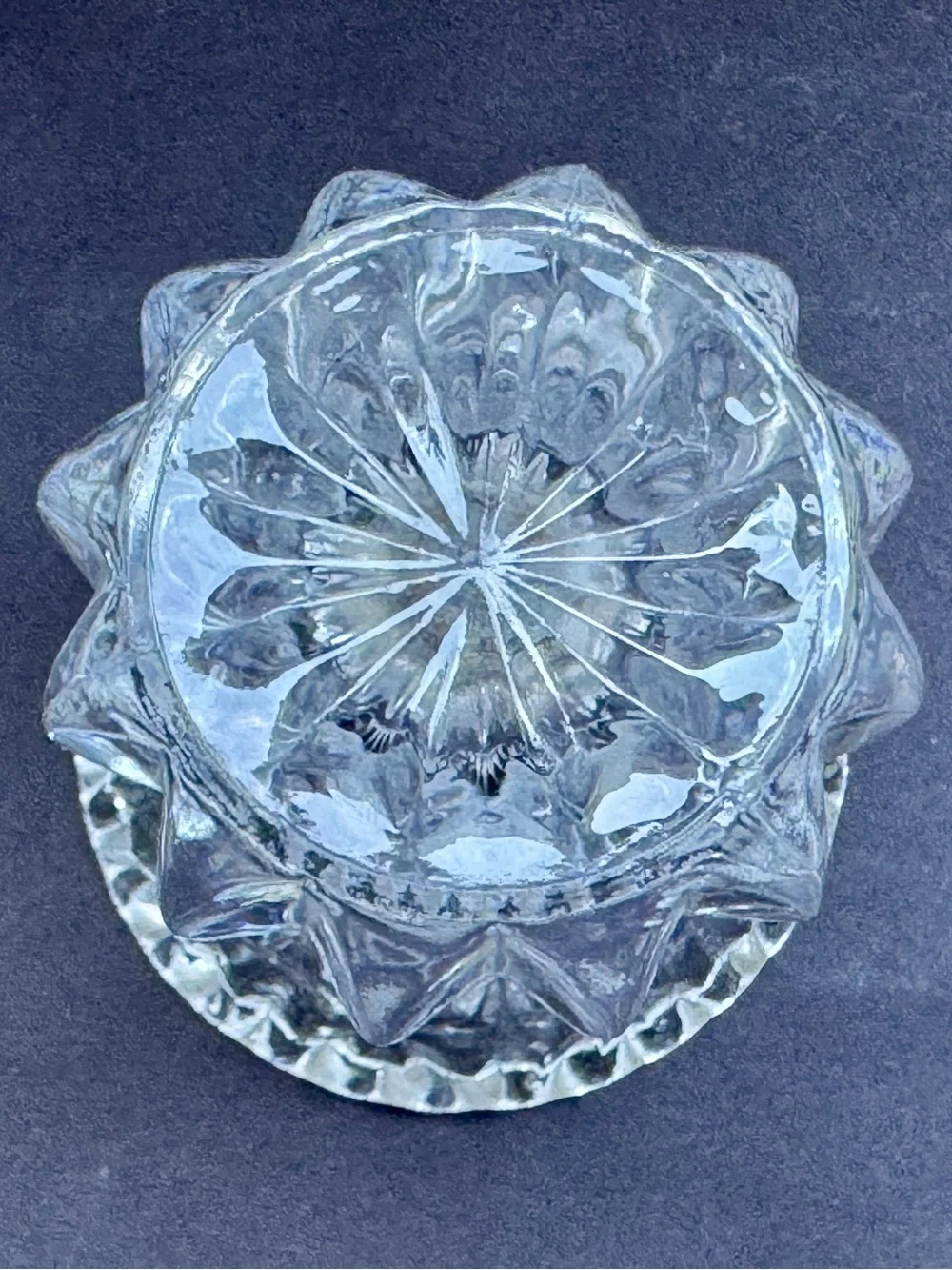 Vintage Clear Textured Glass Bud Candle Holder - Decorative Pressed Design